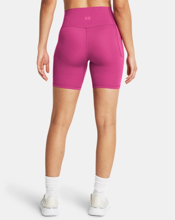 Women's UA Meridian 7" Bike Shorts in Pink image number 1